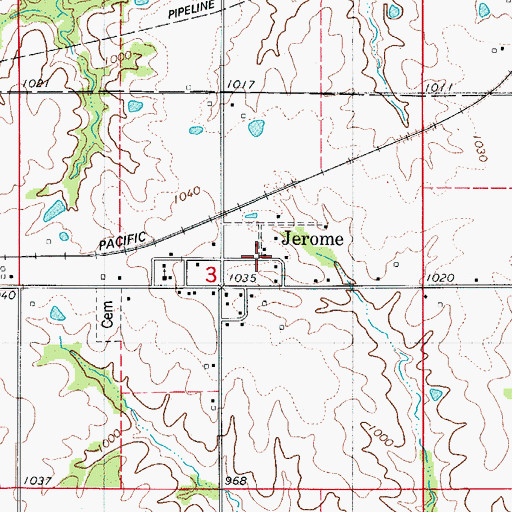 Topographic Map of Jerome, IA