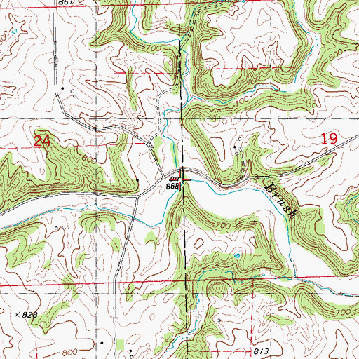 Topographic Map of Jess Branch, IA