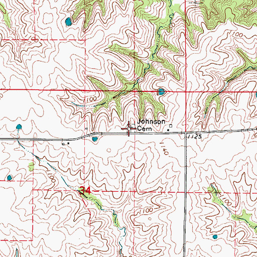 Topographic Map of Johnson Cemetery, IA