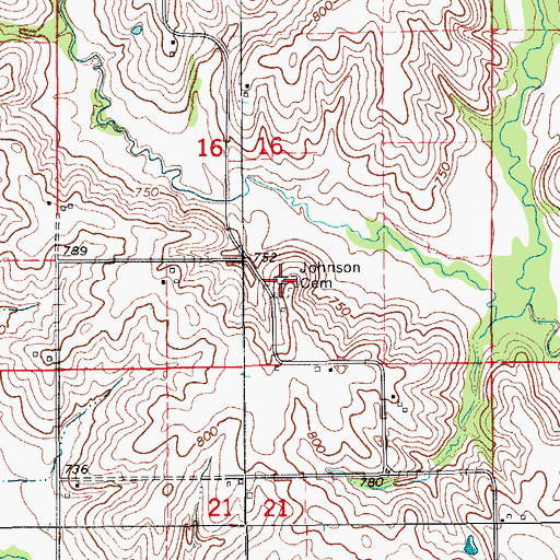 Topographic Map of Johnson Cemetery, IA