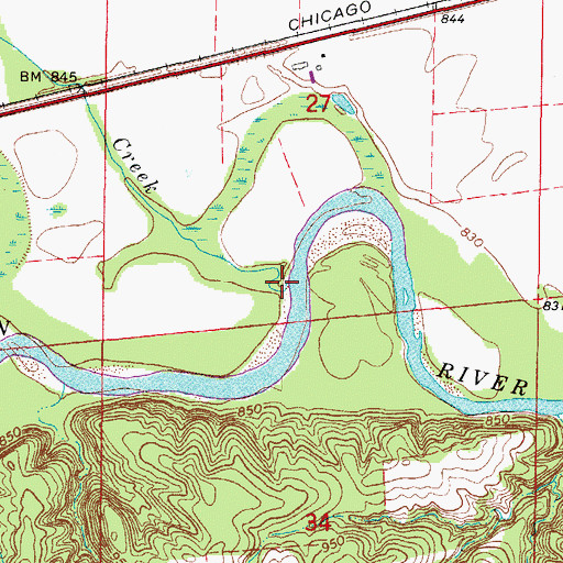 Topographic Map of Johnson Creek, IA