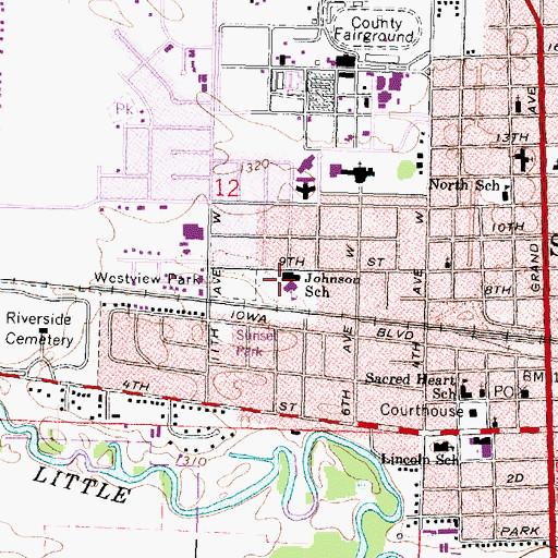 Topographic Map of Johnson Elementary School, IA