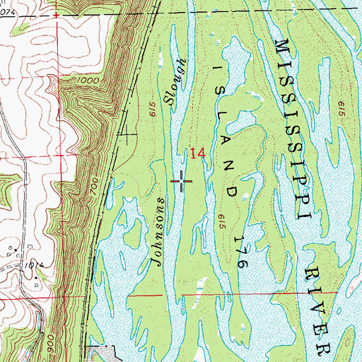 Topographic Map of Johnsons Slough, IA