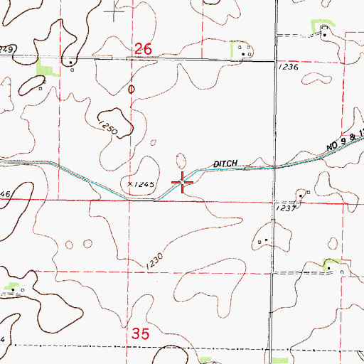 Topographic Map of Joint Drainage Ditch 9-13, IA