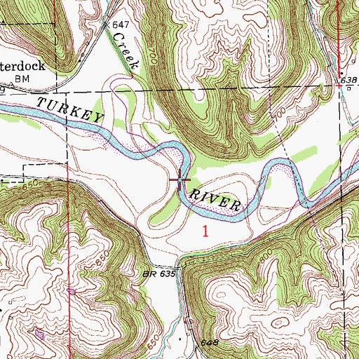 Topographic Map of Johles Creek, IA