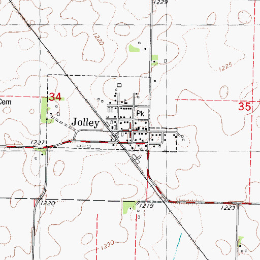 Topographic Map of Jolley, IA