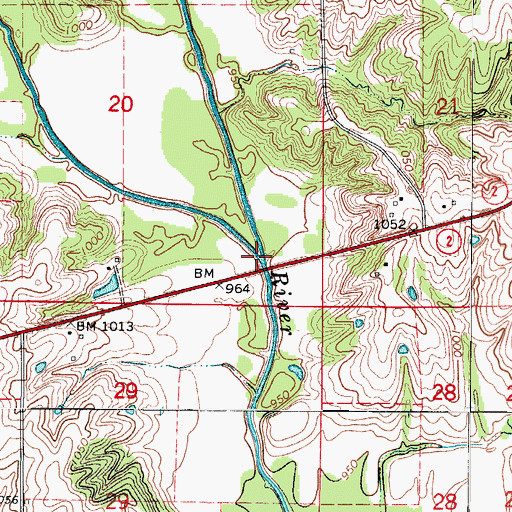 Topographic Map of Jonathan Creek, IA