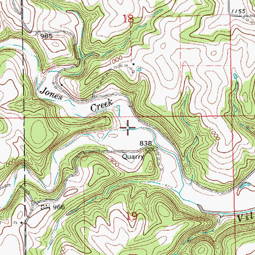 Topographic Map of Jones Creek, IA