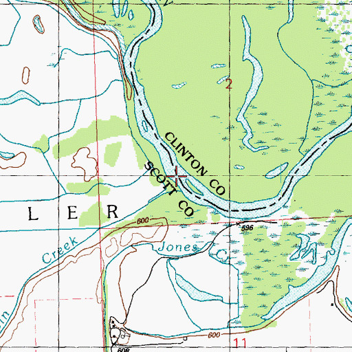 Topographic Map of Jones Creek, IA