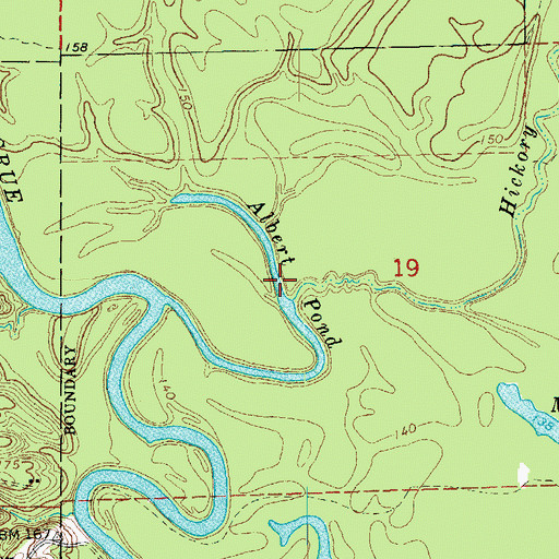 Topographic Map of Albert Pond, AR
