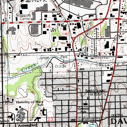 Topographic Map of Junge Park, IA