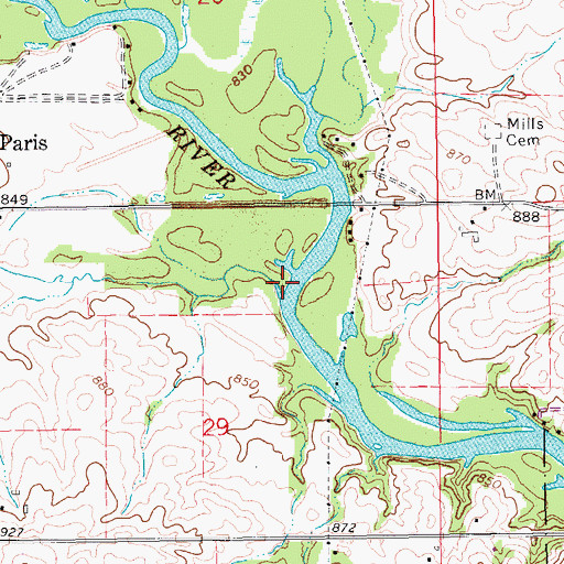 Topographic Map of Justins Creek, IA