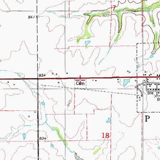 Topographic Map of K P Cemetery, IA