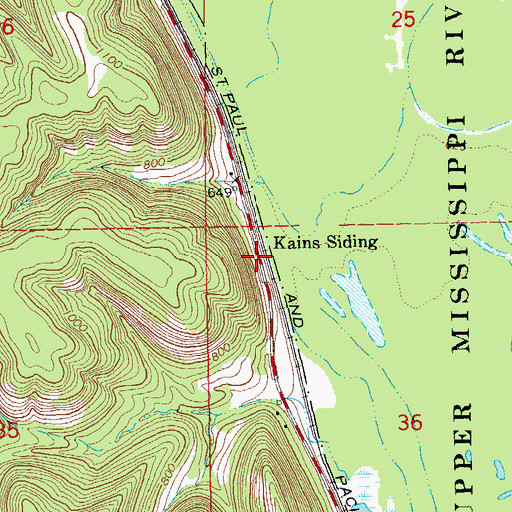 Topographic Map of Kains Siding, IA