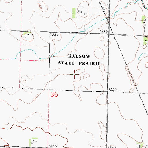 Topographic Map of Kaslow Prairie State Preserve, IA