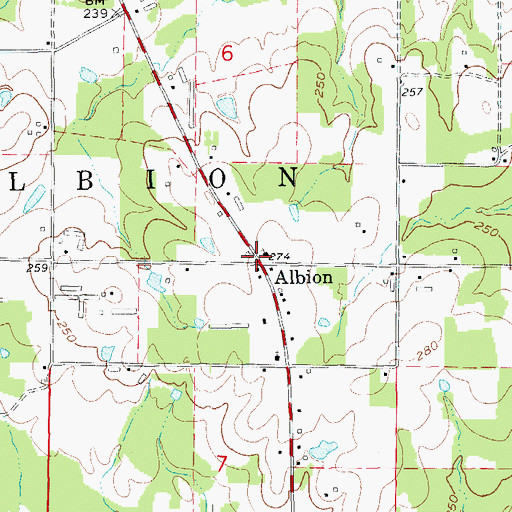 Topographic Map of Albion, AR