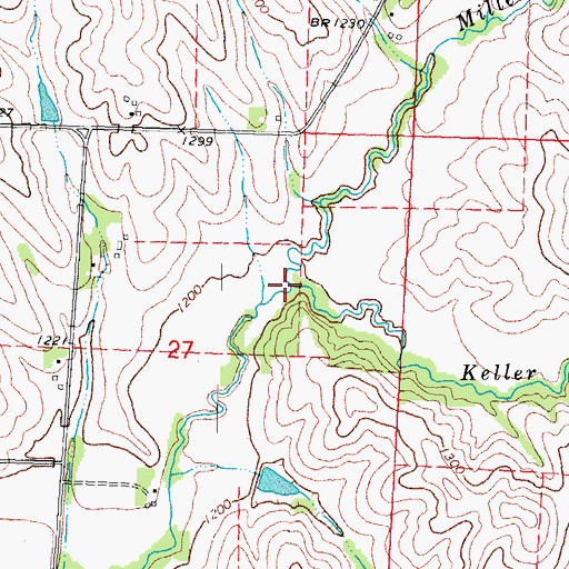 Topographic Map of Keller Creek, IA