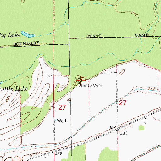Topographic Map of Albrite Cemetery, AR