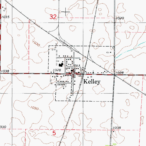 Topographic Map of Kelley, IA