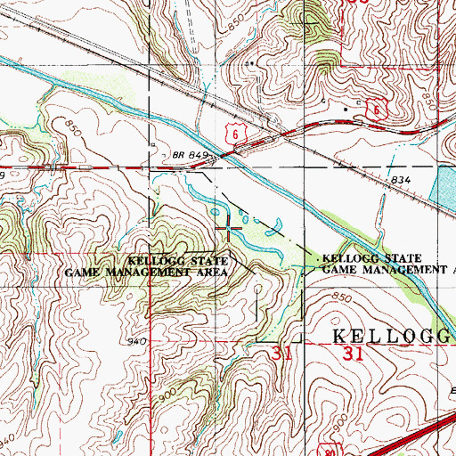 Topographic Map of Kellogg State Game Management Area, IA