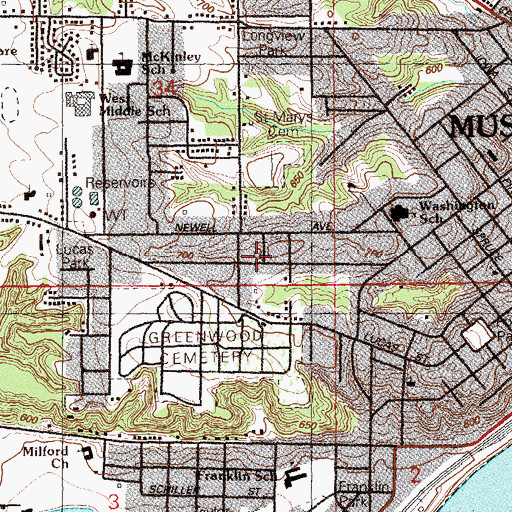 Topographic Map of Kennedy School, IA