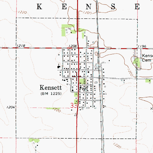 Topographic Map of Kensett, IA