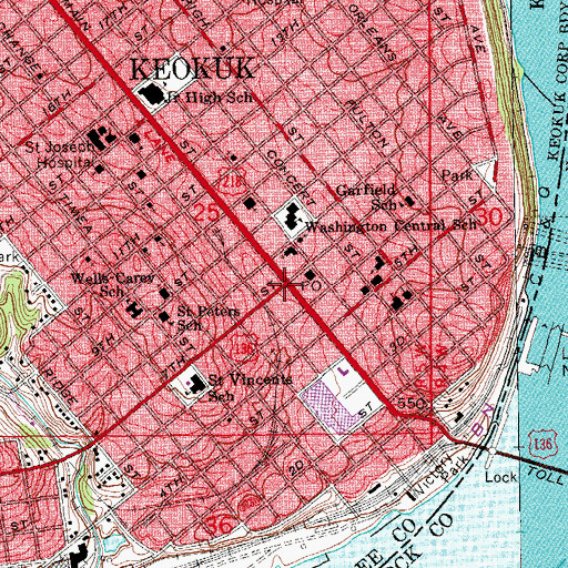 Topographic Map of Keokuk, IA