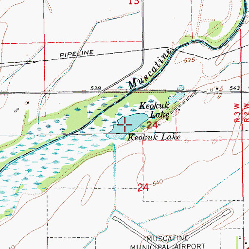 Topographic Map of Keokuk Lake (historical), IA