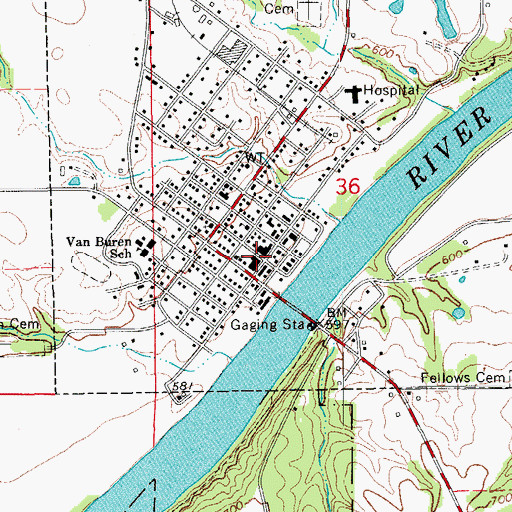 Topographic Map of Keosauqua, IA