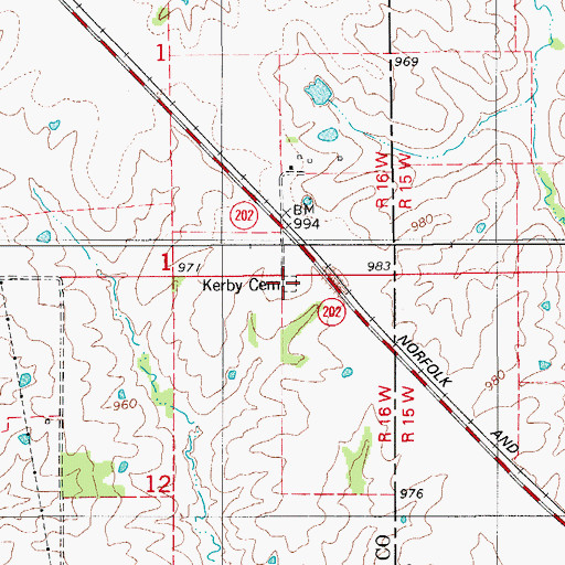 Topographic Map of Kerby Cemetery, IA