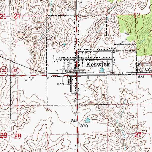 Topographic Map of Keswick, IA