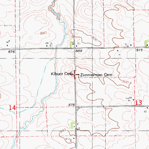 Topographic Map of Kiburz Cemetery, IA