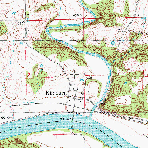 Topographic Map of Kilbourn, IA