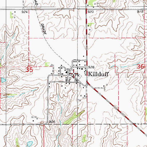Topographic Map of Killduff, IA