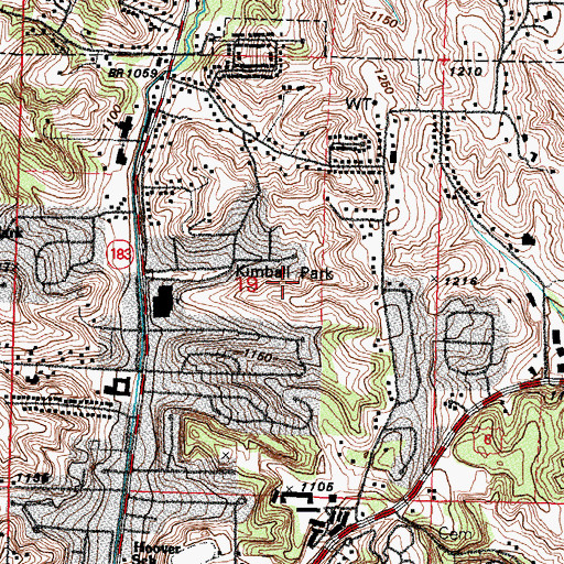 Topographic Map of Kimball Park, IA