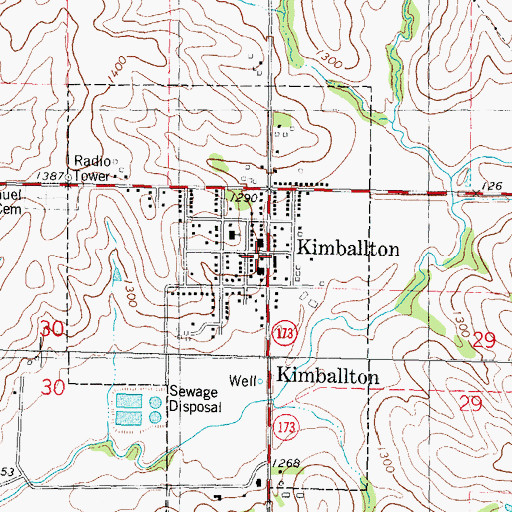Topographic Map of Kimballton, IA