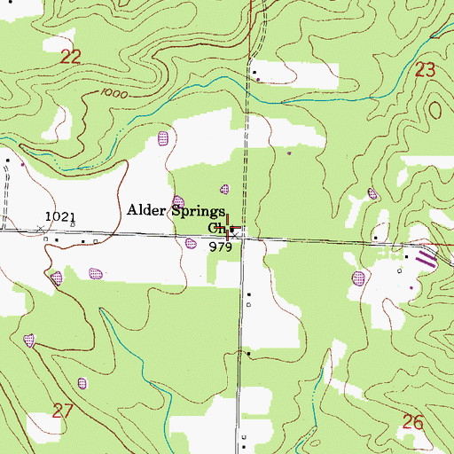 Topographic Map of Alder Springs Church, AR