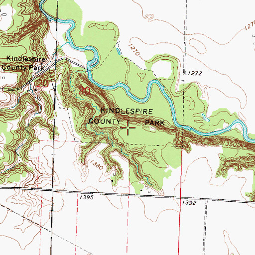 Topographic Map of Kindlespire County Park, IA