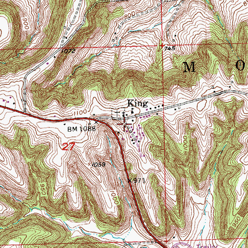 Topographic Map of King, IA