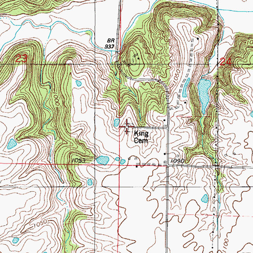 Topographic Map of King Cemetery, IA