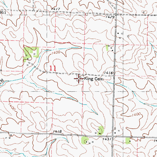 Topographic Map of King Cemetery, IA