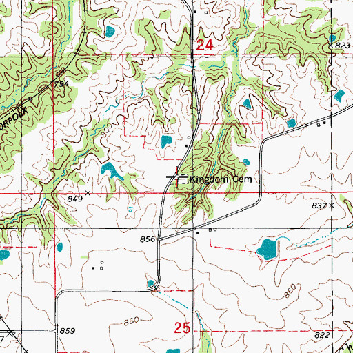 Topographic Map of Kingdom Cemetery, IA