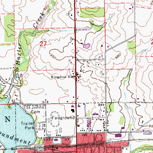 Topographic Map of Kingdom Hall, IA
