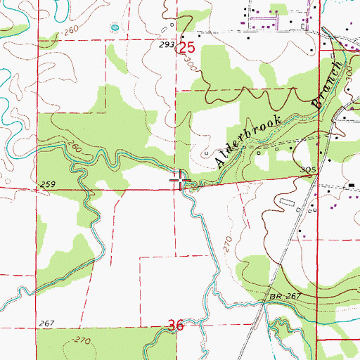 Topographic Map of Alderbrook Branch, AR
