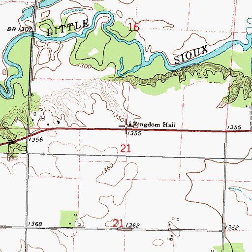 Topographic Map of Kingdom Hall, IA
