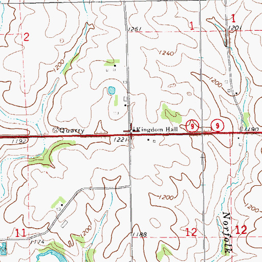 Topographic Map of Kingdom Hall, IA