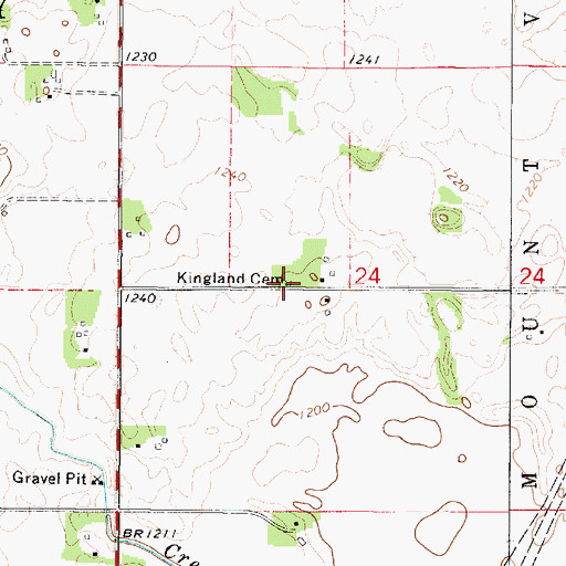 Topographic Map of Kingland Cemetery, IA