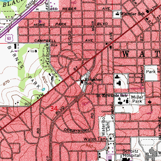 Topographic Map of Kingsley Elementary School, IA
