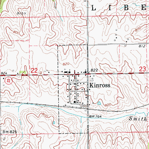Topographic Map of Kinross, IA
