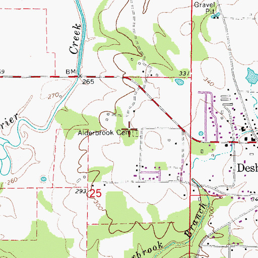 Topographic Map of Alderbrook Cemetery, AR